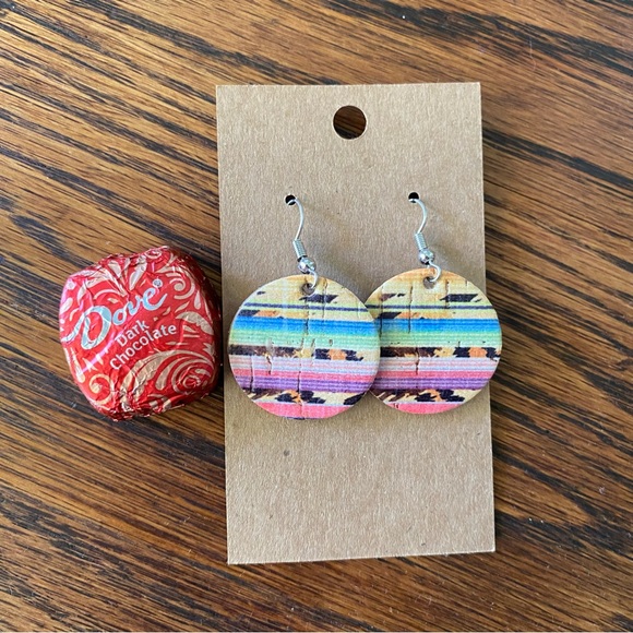 Colorful cork earrings - Picture 2 of 2